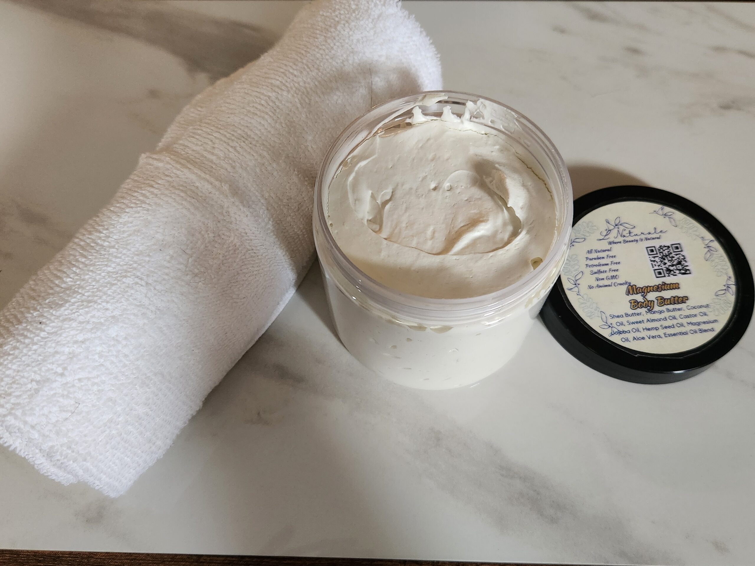 Magnesium body butter, magnesium, tension, relief, relaxation, organic, All natural whipped butter, organic skin care, holistic, all-natural beauty and self care